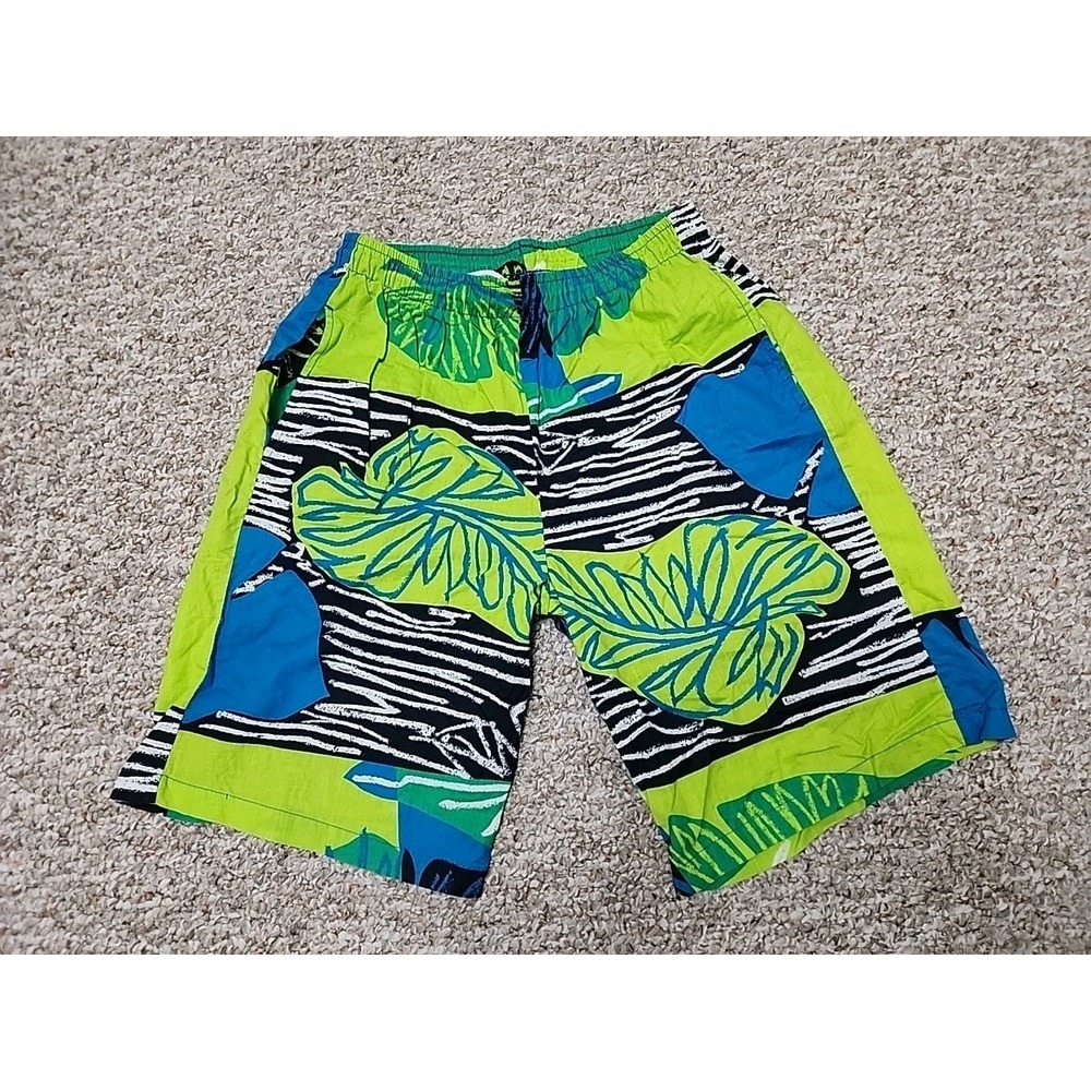 Original Jams Shorts Surf Line Hawaii Cotton Colorful VTG 80s 90s Men Small 26x9